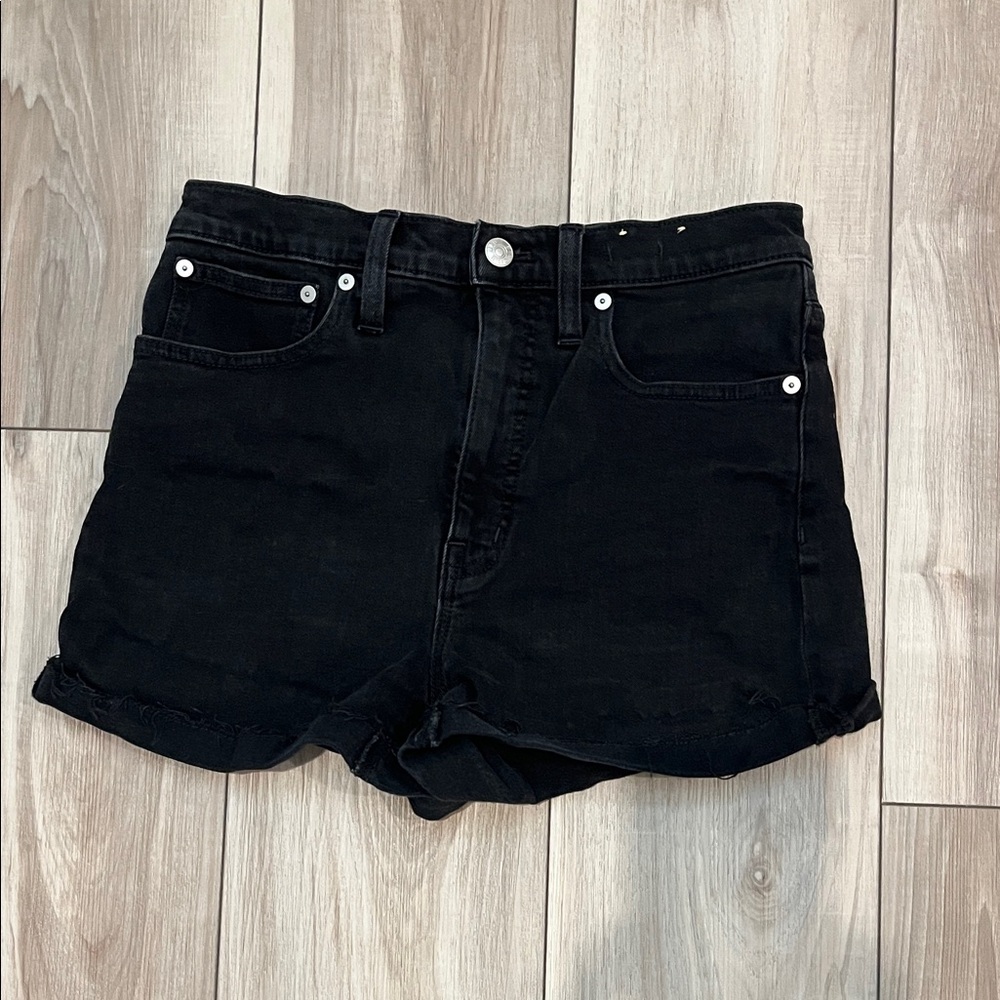 Madewell Black High-Rise Denim Shorts